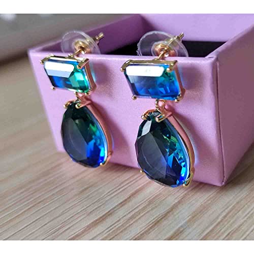 Crystal Earrings CXUEMH Teardrop Earrings for Women Blue and Green Dangle Earrings Elegant Earrings for Prom Emerald Green Earrings Formal Jewelry Crystal Drop Earrings4