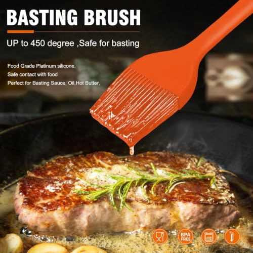 Image of Walfos 600℉ Heat Resistasnt Pastry Brushes, BPA Free Silicone Basting Brush for Cooking, Spread Oil Butter Sauce for Baking Kitchen BBQ Grill, Dishwasher Safe, 2 Size (Large and Samll)