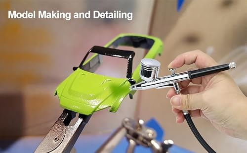 Adjustable Airbrush Compressor Kit - 3 PSI Settings up to 30 PSI, Dual Action Airbrush with Multiple Nozzles and Accessories for Painting, Model Spray, Nail, Makeup, Cake Decoration & Tattoo - Image 8