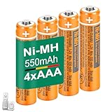 CIEEDE HHR-55AAABU NI-MH AAA Rechargeable Battery for Panasonic 1.2V 550mah 4Pack NiMH AAA Batteries for Panasonic Cordless Phones, Electronics, Remote Controls