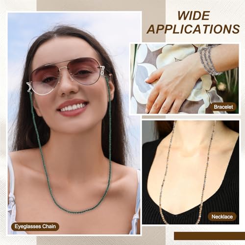 Chaîne de lunettes perles en pierre rose bohème de 71cm