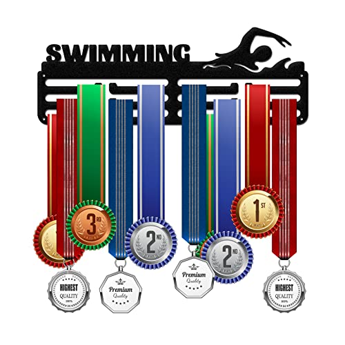 GLOBLELAND Swimming Medal Holder Display Hanger Rack Frame for Sport Race Metal Medal Hanger for Swimming Competition,15.75x6Inches