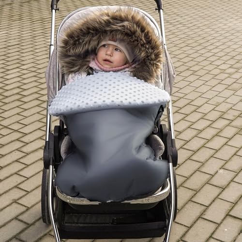 Chancelière bébé poussette universelle siège auto Cybex Minky gris - 6