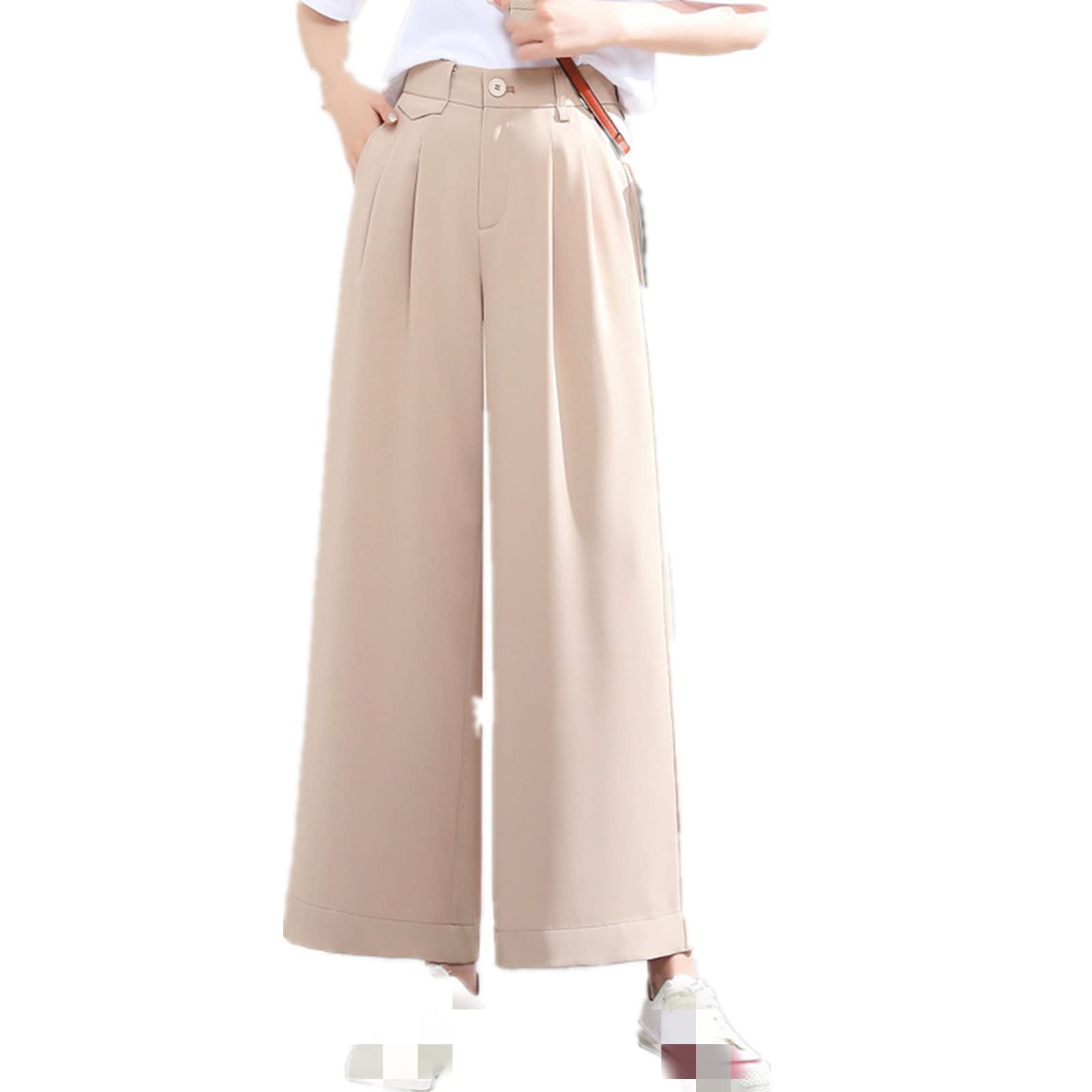Fashion Womens Casual Workplace Temperament Trousers Loose All-Match Straight Pants Commuter Trousers