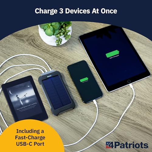 4Patriots Patriot Power Cell CX: Emergency Solar Power Bank with USB-C Fast-Charging Port