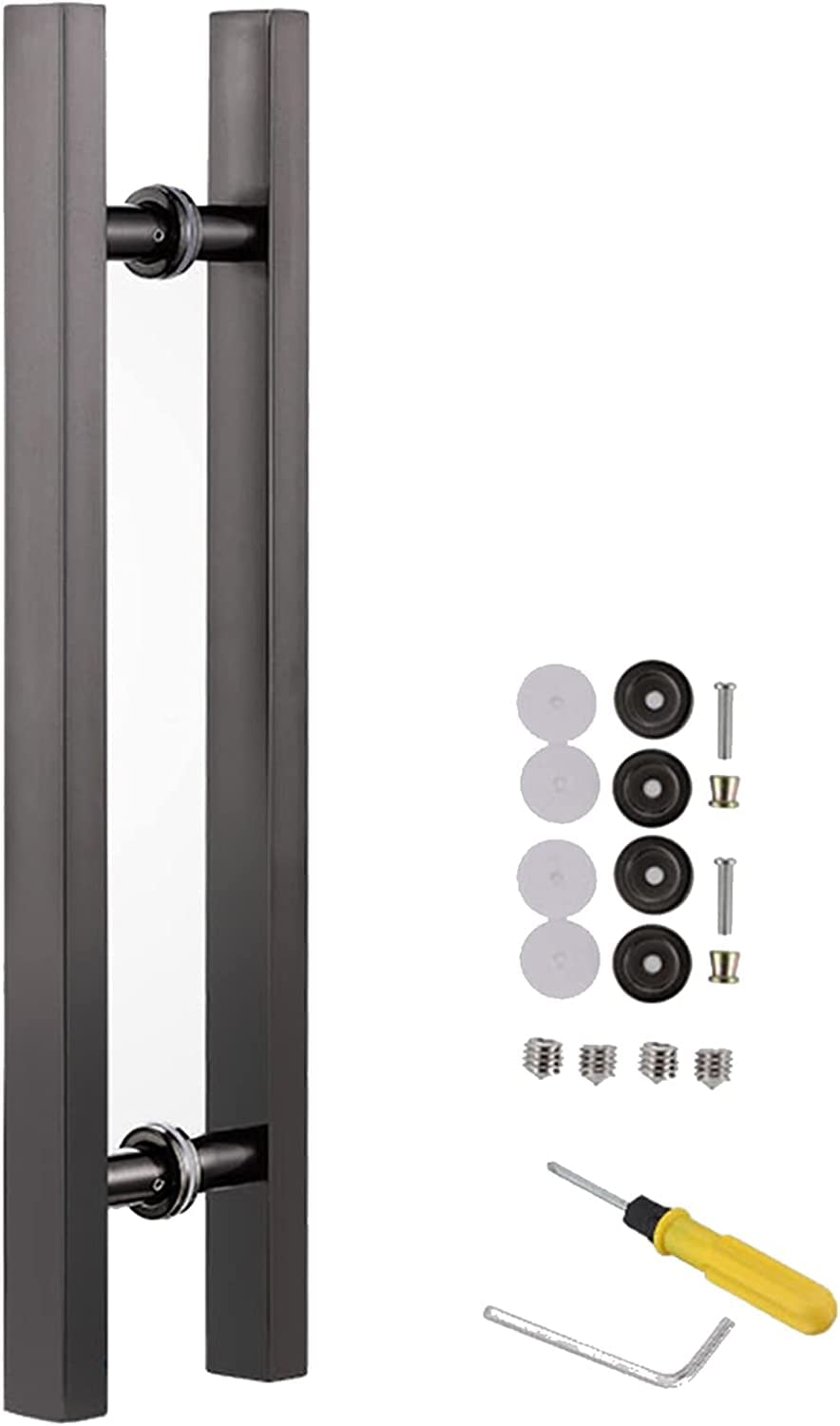 DFGHNBVC Modern Double Sided Push Pull Bar Handle For Sliding Doors, Rustproof Stainless Steel, 50-120Cm Length, Ideal For Barn, Office, Glass, Front Doors - Silver Finish,Dark Grey-80Cm/31 1/2