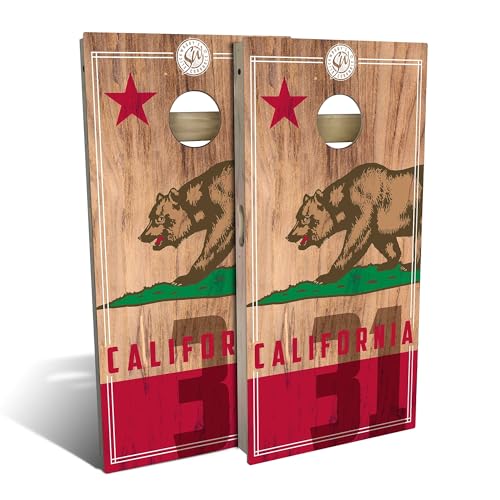 Skip's Garage California Flag 2.0 Cornhole Set - All-Weather 2x4 (Weather Bags) - NO Accessories