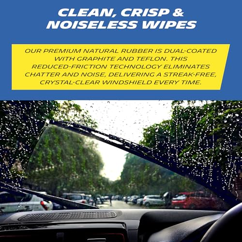 Image of MICHELIN Traditional Wiper Blade | Aerodynamic High-Performance Wiper with Graphite & Teflon Coated Natural Rubber for Streak-Free Wipe | U-Hook Type Rust-Resistant Steel Frame (1, 16 Inch)