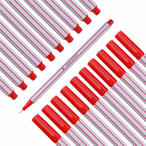 Fineliner Rot - 10er Set - mit feiner 0 4mm Spitze in Metallfassung