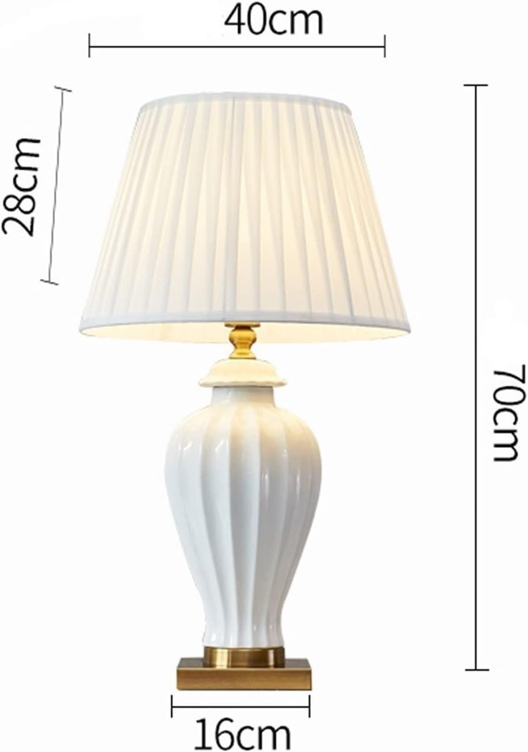 Lámparas de mesita de noche, lámpara de mesa de cerámica blanca simple compatible con dormitorio, sala de estar, lámpara de mesita de noche, lámpara colgante