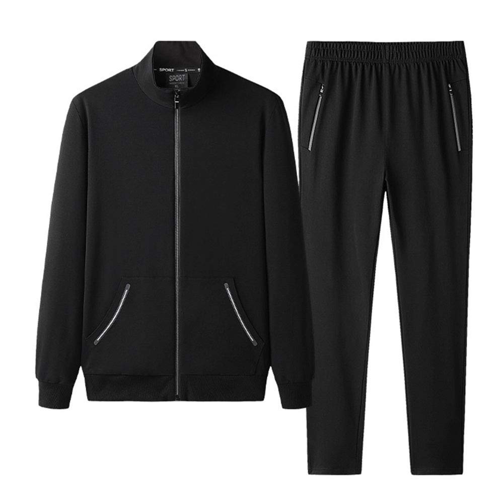 GUOCU Tuta da allenamento da Uomo Taglie Forti Completo da 2 pezzi felpa con cappuccio e pantaloni da jogging Tuta Sportiva da Ginnastica Tinta Unita per palestra, corsa, escursionismo