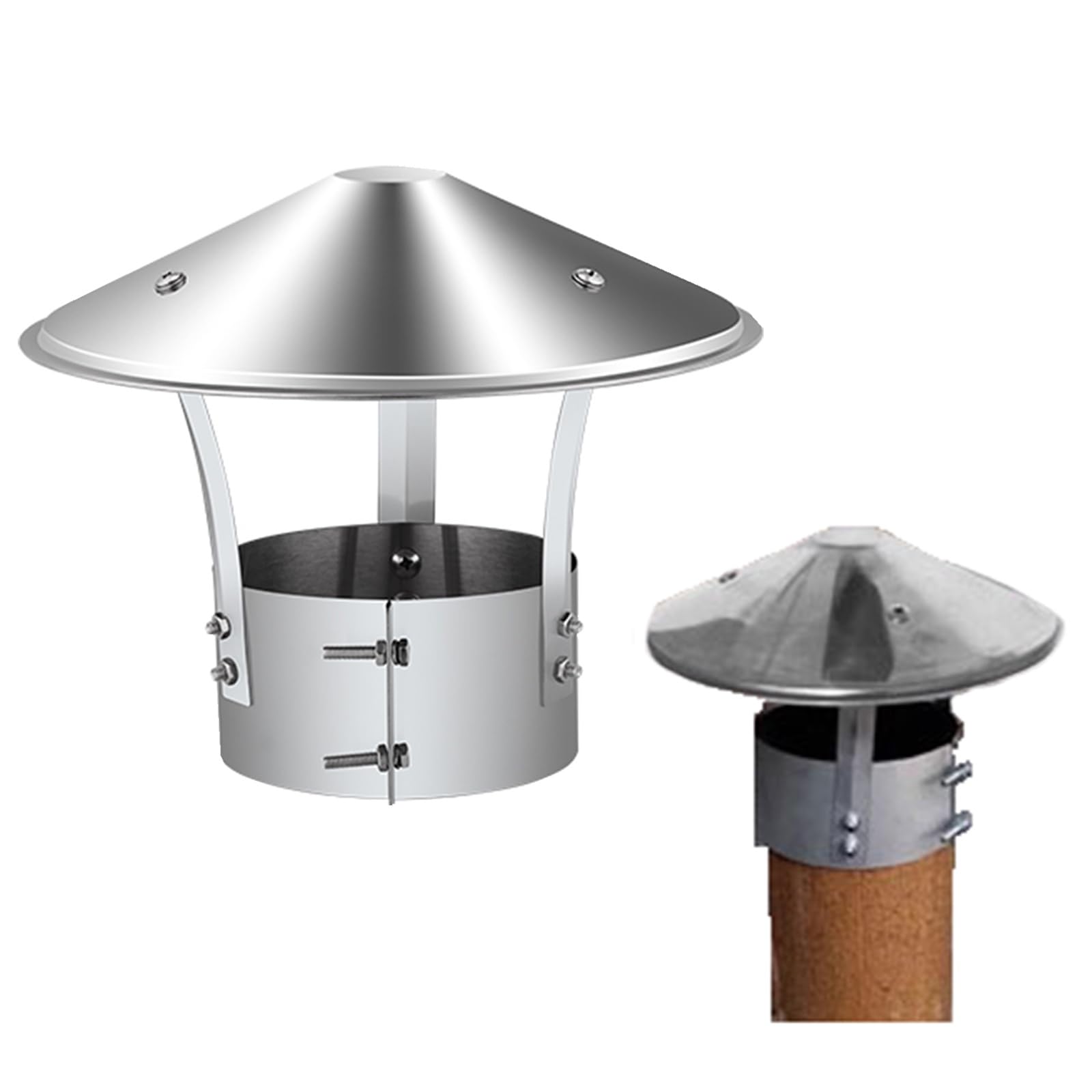 IGNVXMGKP Fireplace Chimney Caps for Outside,Stainless Steel Chimney Roof Cowl Rain Guard, Rain and Snow Protection,for Single Flue & Outdoor Fireplace - Double Screw Fixing(200mm/7.9in)