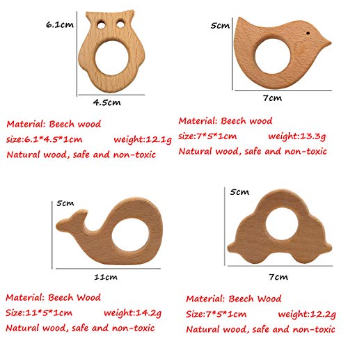 Alenybeby Nature Baby Teething Toys 11Pc Wooden Teether Montessori Toys Wood Teether Rings Organic Infant Teether Handmade Pendant Set Shower Gift (Type 1) #TOP3