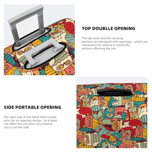 VOSERY Travel Luggage Cover - Funny Owl Bird Washable Suitcase Covers Protector Fits 18-32 Inch Luggage3