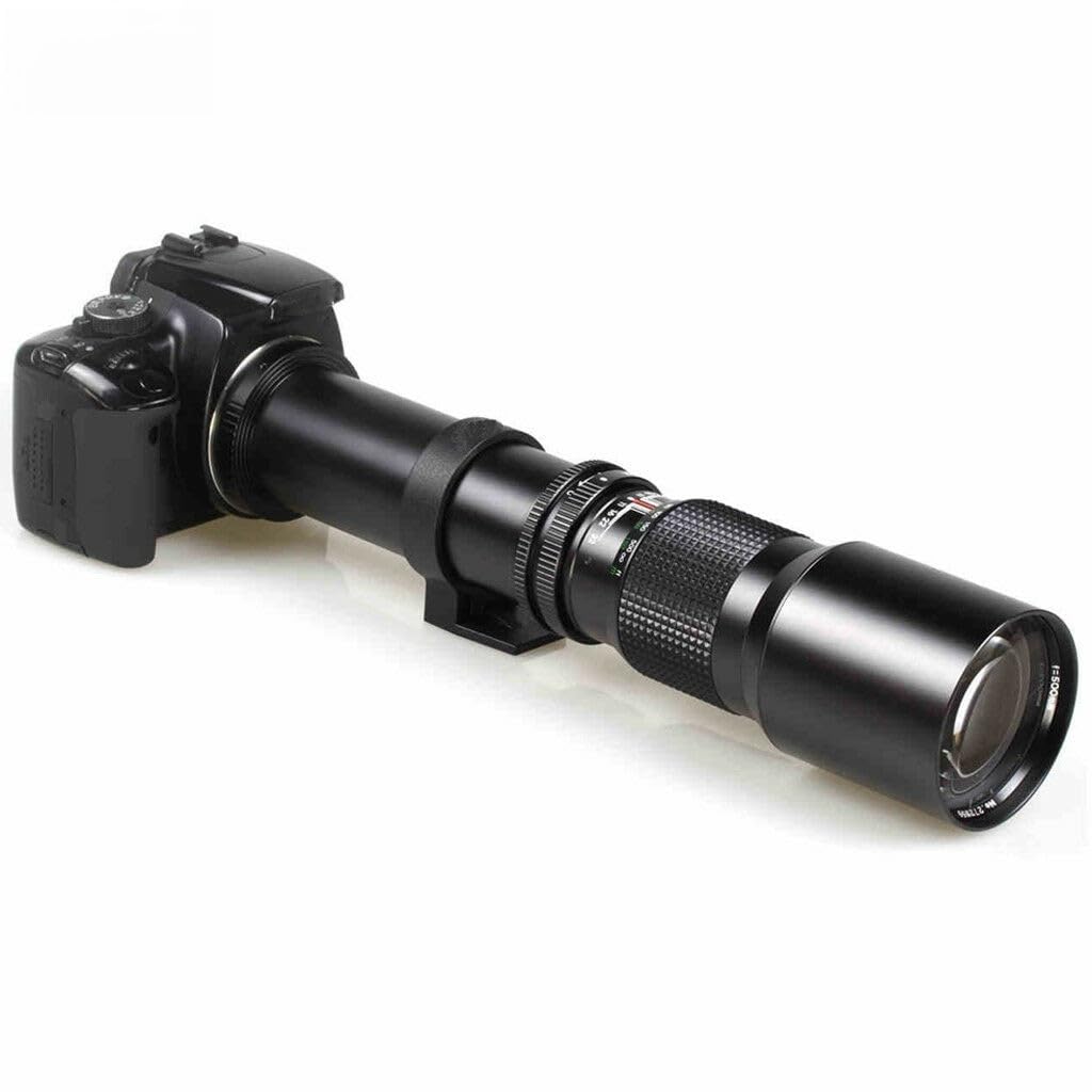 JINTU 500mm-1000mm f/8 Téléobjectif Manuel Caméra Lentille pour Canon EF EOS 7D, 60D, EOS Rebel SL1, T1i, T2i, T3, T3i, T4i, T5i, XS, XSi, XT, XTi 4000D 2000D 1300D 1200D 850D 800D 750D 200D 90D 80D