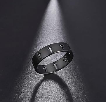 Anello Rotante Per L'ansia Per Uomo Donna Croce In Acciaio - Foto 5