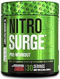 Jacked Factory NITROSURGE Pre Workout Supplement - Endless Energy, Instant Strength Gains, Clear Focus, Intense Pumps - NO Booster & Preworkout Powder with Beta Alanine - 30 Servings, Cherry Limeade