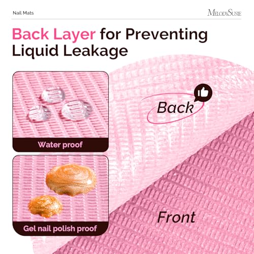 Image of MelodySusie Disposable Nail Mats, 50Pcs 3-Ply Absorbent Nail Art Table Pads with PE Backing, 18 inch x 13 inch Nail Desk Protection for Manicure Pedicure, Salon Home DIY Pink