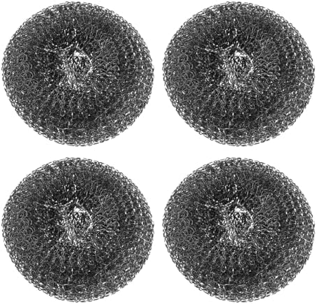 HARFINGTON 4pcs Stainless Steel Scrubber Pad, Barbecue Grill Cleaning Scrubber Pads Replacement Steel Wool Brush Head for Gas, Outdoor BBQ Accessories