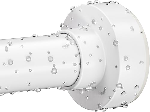 Barra de cortina de ducha blanca de 34 a 66 pulgadas (2.8-5.5 pies), barra de ducha ajustable, sin perforaciones, antideslizante, nunca se oxida,