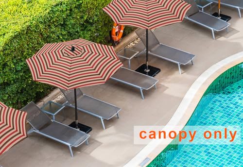 Image of MASTERCANOPY Patio Umbrella 9ft Replacement Canopy for 8 Ribs-Red Stripe Canopy Only