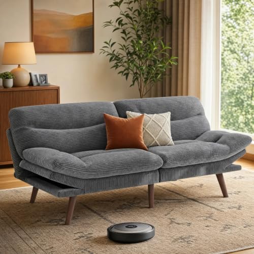 Pipishell Futon Sofa Bed, 66 Inch Corduroy Futon Couch...
