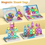 Magnetic Tiles Building Blocks Travel Construction Set, STEM Toddler Puzzle Toys for Boys and Girls Ages 3+ Birthday Gift | STEM Toddler Puzzle Toys for Boys and Girls Ages 3+ Birthday Gift