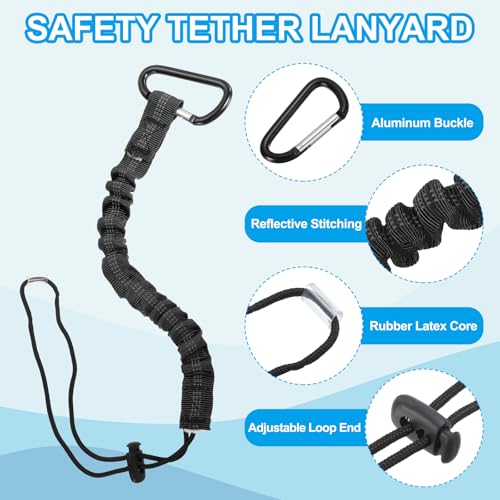 Image of MECCANIXITY Retractable Tool Lanyard 2ft with Aluminum Buckle and Adjustable Loop End, Included Glove Clamps and Keychains, Fall Protection Tools Leash for Hand Tools, Black 3 Pack