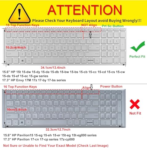 Image of Saco Laptop Keyboard Cover Fit for 15.6 inch HP 15s-fq 15s-er Series 15s-FQ5007TU | 15s-FQ5111TU | 15s-FQ5112TU | 15s-FQ5190TU | 15s-FQ2673TU | 15s-FQ2717TU | 15s-FQ3071TU | 15s-er1501AU - Black