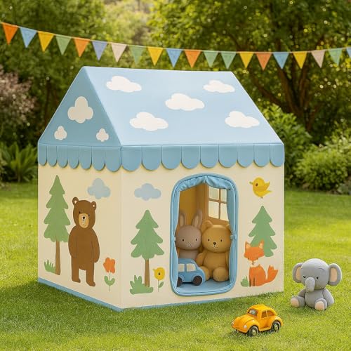 Image of XEMOX, Light Weight Kids Play Tent House - Fun, Foldable, and Durable for Indoor & Outdoor Toys for 3 to 10 Year Old Kids (Blue Sky)