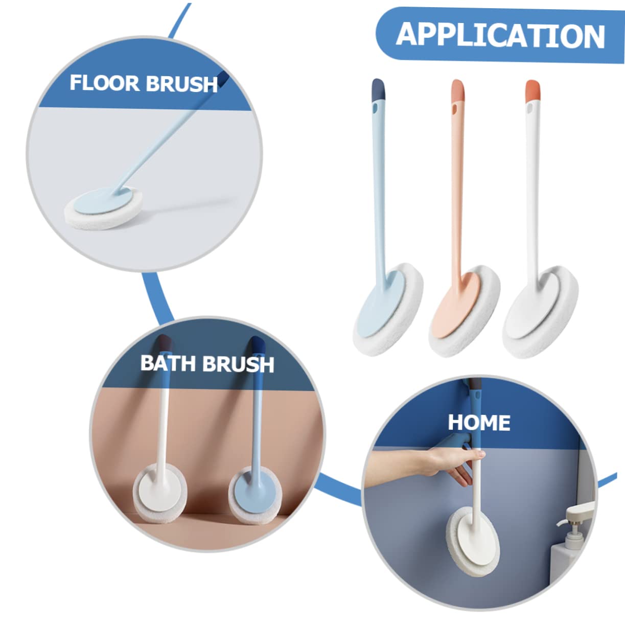Cepillo de Fregar Multiusos Cabezal Desmontable de Silicona PP y TPR para Limpieza del Hogar, Paquete de 3 Piezas Compacto Adecuado para Muebles y Pisos