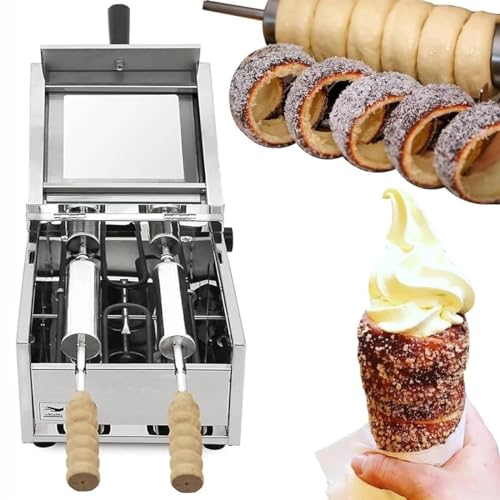 1500W Electric Toaster Machine, Commercial Chimney Cake Oven With 2 Baking Rollers, Ice Cream Chimney Cake Maker Roll Bread Chimney