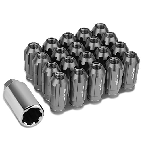 Image of DNA MOTORING LN-ZTL-9025-15-GM 20Pcs M12 x 1.5 Open End Style Wheel Lug Nuts w /Deep Drive Extension Adapter, 24mm OD /50mm H, Gun Metal