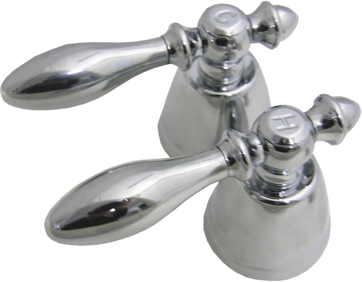 LASCO 01-7091 Chrome Plated Old Style Lever Faucet Handles - Universal Hot & Cold Replacement Pair