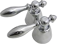 LASCO 01-7091 Chrome Plated Old Style Lever Faucet Handles - Universal Hot & Cold Replacement Pair