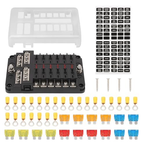 ZEALfix Portafusibles para coche de 12 vías, caja de fusibles para autocaravanas, barcos, caravanas, autocaravanas, remolques, distribuidores de energía de 12 V - 32 V