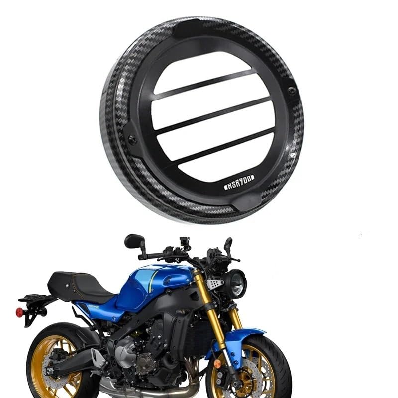Grille de phare moto XSR 900 aspect carbone contre les bris de verre