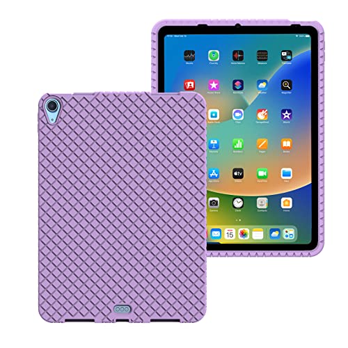 Veamor Silicone Back Case Cover for 11 Inch iPad Air (M3/M2) 2025/2024, Compatible with iPad Air 5/4 Gen 2022/2020, Anti Slip Rubber Protective Skin Soft Bumper, Kids Friendly/Shockproof (Purple)