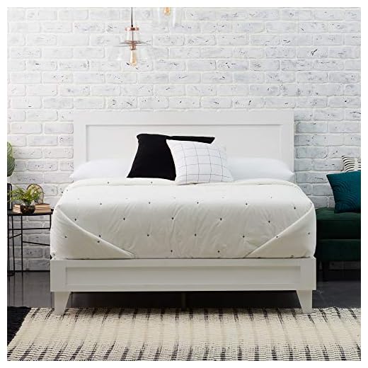 Edenbrook Delta King Bed Frame with Headboard – Wood Platform Bed Frame - Wood Slat Support- No Box Spring Needed - Compatible with All Mattress Types - White
