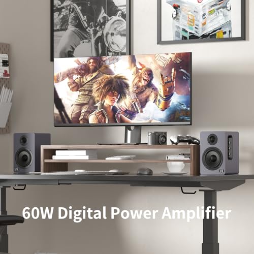 Image of 60W Computer Speakers for Desktop PC, DSP, Bluetooth 5.3, 24-Bit Optical, USB-C, AUX, Silk-Dome Tweeter, Carbon-Fiber Driver, Desk Speakers for Laptop /Mac /Monitor, Slate Blue