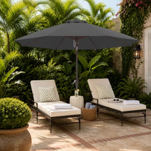 Image of ABCCANOPY 11FT Patio Umbrella Outdoor 8 Ribs Table Umbrella(Dark Gray) | Fade & UV Resistant Fabric,8 Fiberglass Ribs,Smooth Crank System,Wind Resistance,Great for Patio,Backyard,Garden,Deck