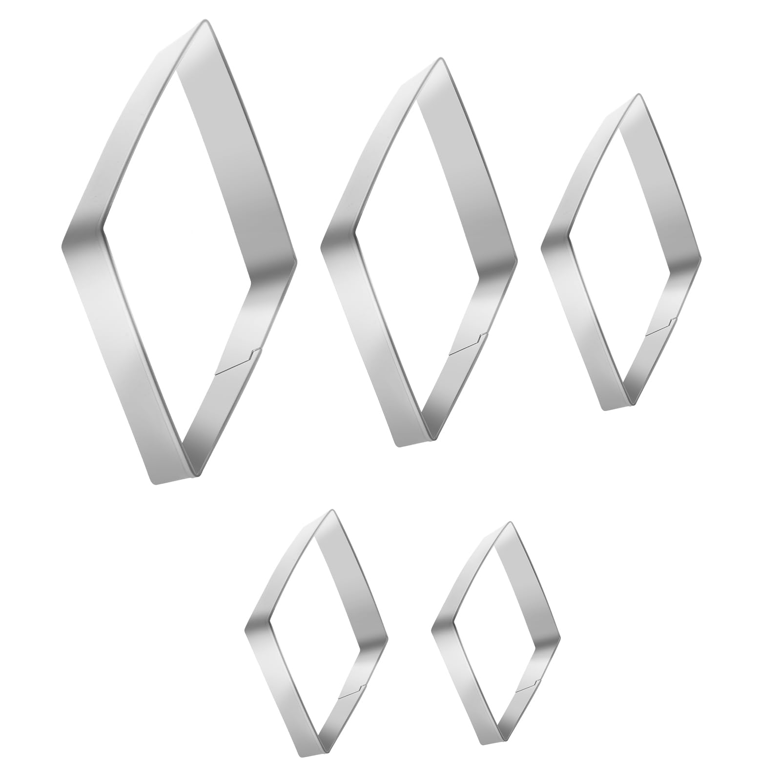 5 Pack Diamond Cookie Cutters Rhombus Cookie Cutters Geometric Diamond Shape Cookies Cutter Stainless Steel 5 4 3 2 1 Inch Silver Assorted Sizes