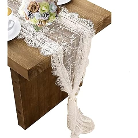 White Lace Table Runner for Wedding and Party Decorations Cover