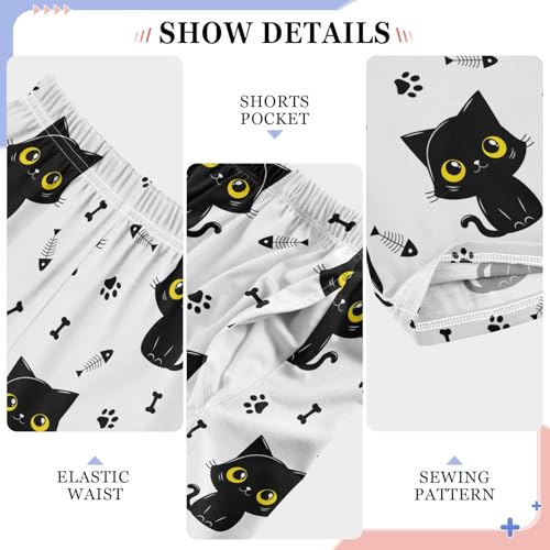 Cute Black Cats Bone Paws Boys Pants for Kids Jogger Pants with Pockets S-XL4