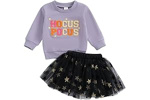 Toddler Baby Girl Halloween Outfit Ghost Pumpkin Print T-shirt and Tulle Tutu...