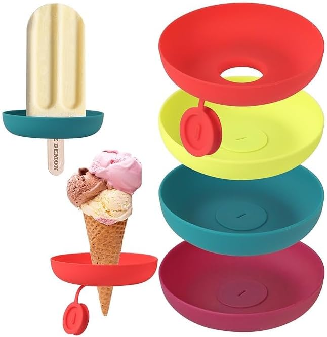 4pcs Kids Popsicle Holder Cone Holder, catch the drops before they drip to prevent leakage, reusable for summer and birthday popsicle parties