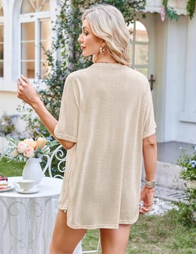 Image of Halife Womens Summer Lightweight Cardigan Short Sleeve Open Front Casual Loose Cover Ups