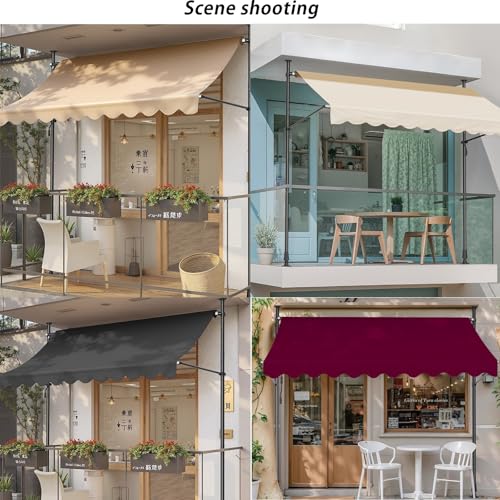 Store terrasse télescopique bleu 350x120 avec manivelle et support