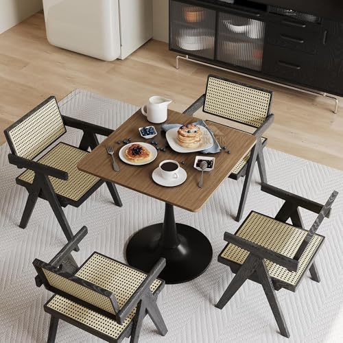 Image of Square Wooden Pedestal Table, Accent Bedside Table,Modern Coffee End Table for Living Room, Bedroom and Balcony with Square Design Table (Antique Brown, 18 * 18 * 24 inches)