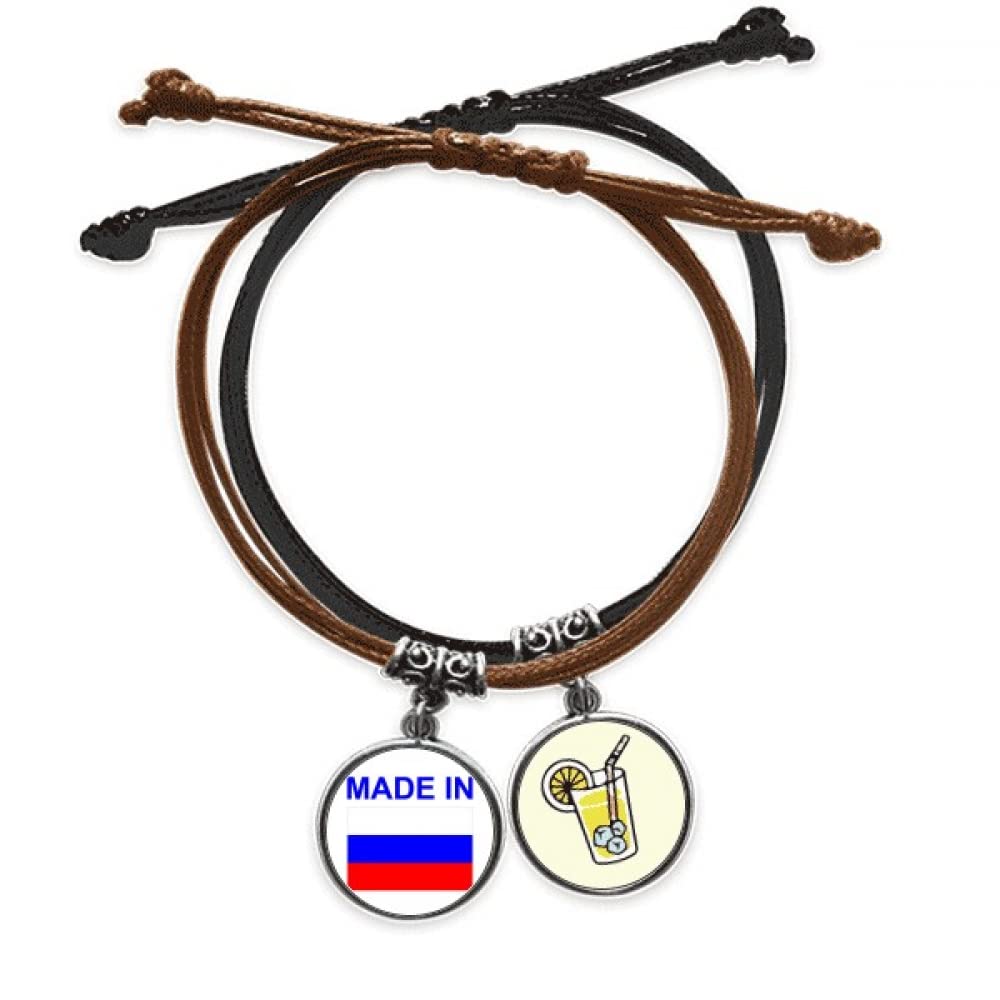 Bracelet Russie chaîne main en cuir et corde, le cadeau idéal fait main